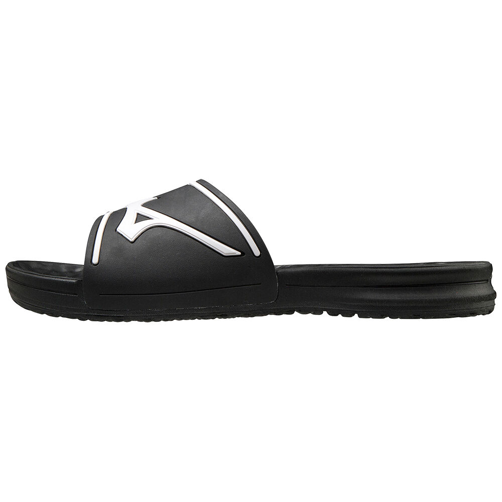 Chanclas Mizuno Relax Slide 2 Hombre Negras/Blancas España GWXJ-96721